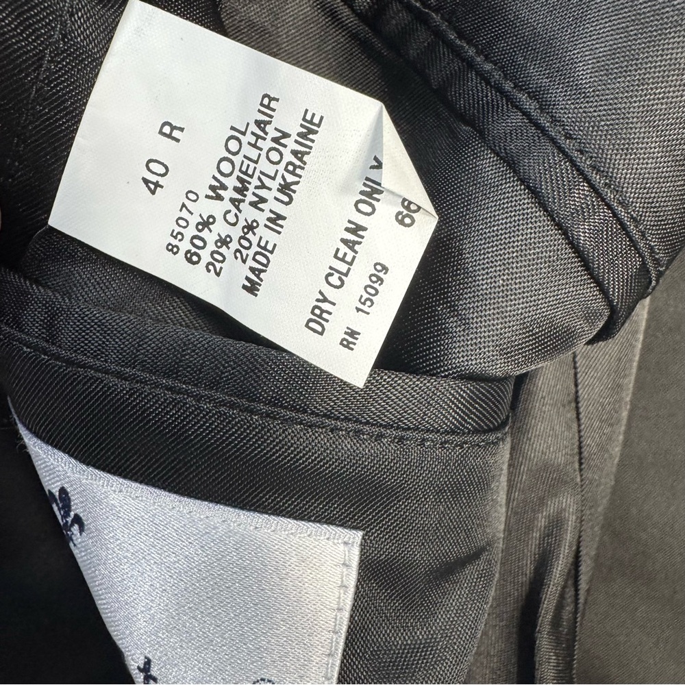 Barrington Men's Gray Houndstooth Wool‎ Camel Hair 40R Suit Jacket Blazer Coat - Picture 7 of 7